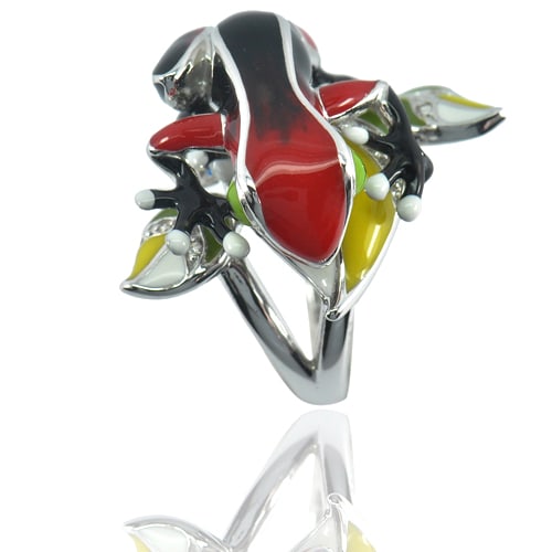 925 Sterling Silver Ring Jewelry Frog Enamel Design 12.82 Grams Size 9 (1 of 3)