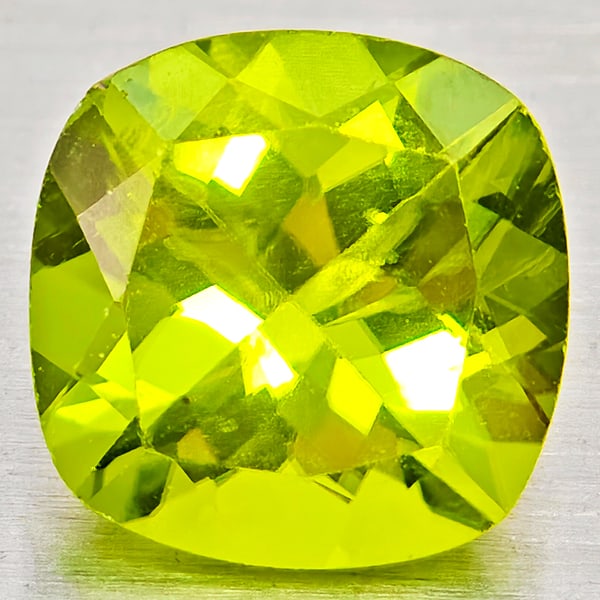 Natural Green Peridot 1.58 Ct. Cushion Shape 7.1 Mm Gemstone From Pakistan (1 of 3)