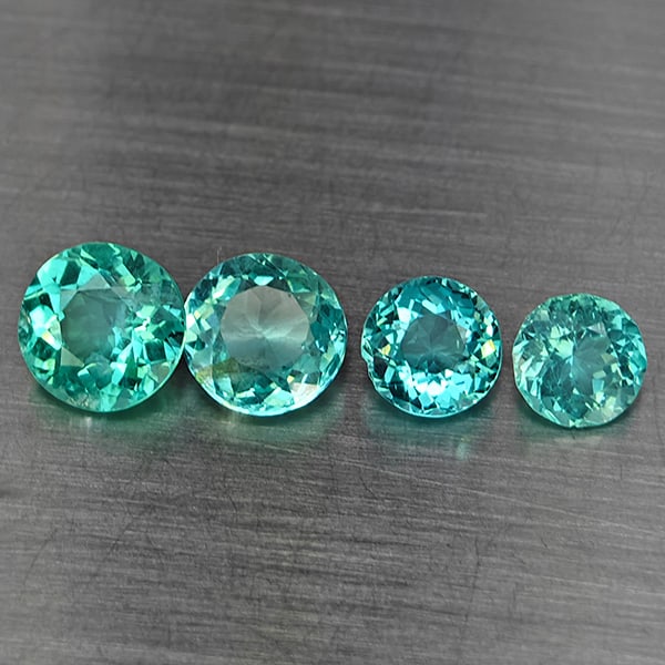 Natural Paraiba Color Apatite 2.70 Ct. 4 Pcs Round Shape 6.8 Mm Gemstones From Tanzania (1 of 3)