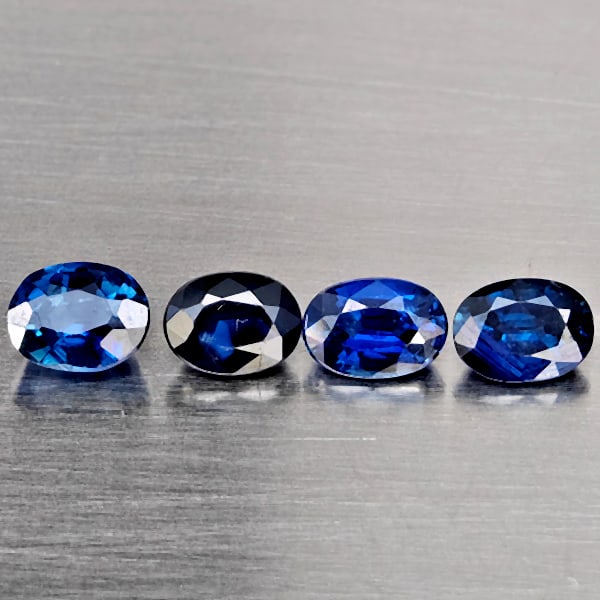 Natural Blue Sapphire 1.43 Ct. 4 Pcs Oval Shape 4.8 x 3.5 Mm Gemstone From Madagascar (1 of 3)