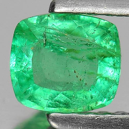 Natural Green Emerald 0.53 Ct. Cushion Shape 5.4 x 4.9 Mm. Gemstone From Columbia (1 of 3)