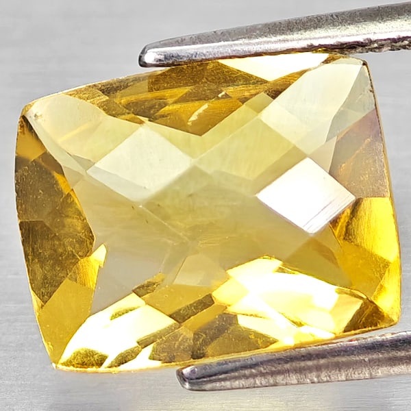 Natural Yellow Citrine 2.75 Ct. Cushion Checkerboard Cut 10.1 x 8.1 Mm Gemstone From Brazil (1 of 3)