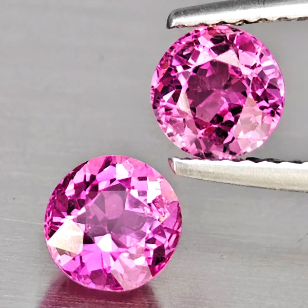Natural Pink Tourmaline 1.74 Ct. 2 Pcs Round Shape 6 Mm Gemstone From Nigeria (1 of 3)