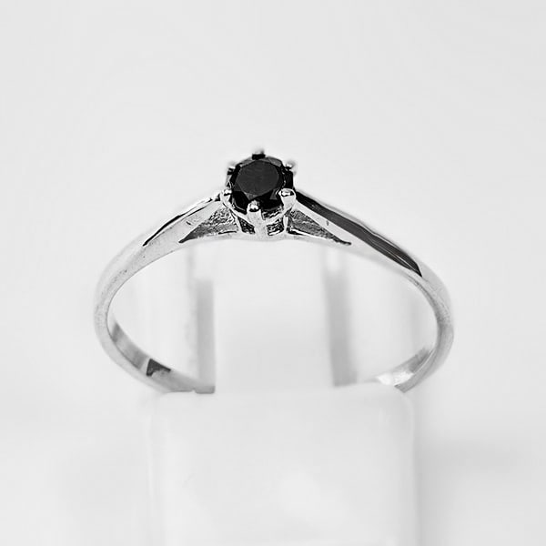 Natural Black Diamond 925 Sterling Silver Ring Jewelry 0.86 G. 0.13 Ct. Size 7 (1 of 3)
