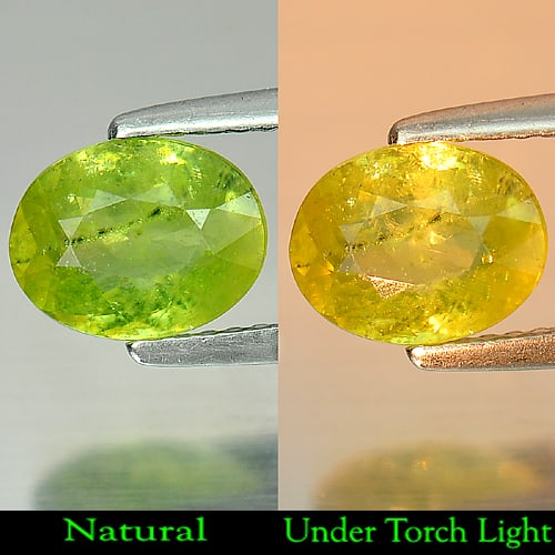 Natural Intense Green Sphene 1.65 Ct. Oval Shape 8.4 x 6.6 Mm. Gemstone From Madagascar: Product ID: 806504861 Product Name: Natural Sphene Weight: 1.65 CT. Size: 8.4 x 6.6 x 3.5 MM. Shape: Oval Color: Intense Green With Rainbow Spark Clarity:VSI Luster: Good Gems Origin: Madagascar Treat