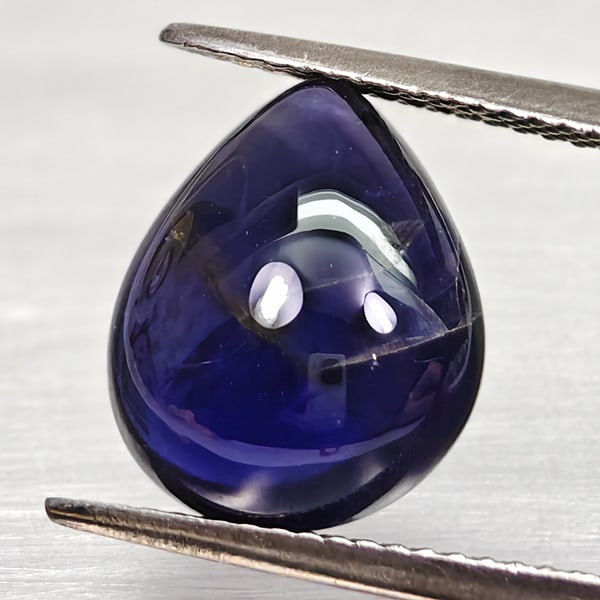 Natural Deep Blue Diffusion Sapphire 5.73 Ct. Pear Cabochon Shape 12.7 x 10.7 Mm. Gemstone From (1 of 3)