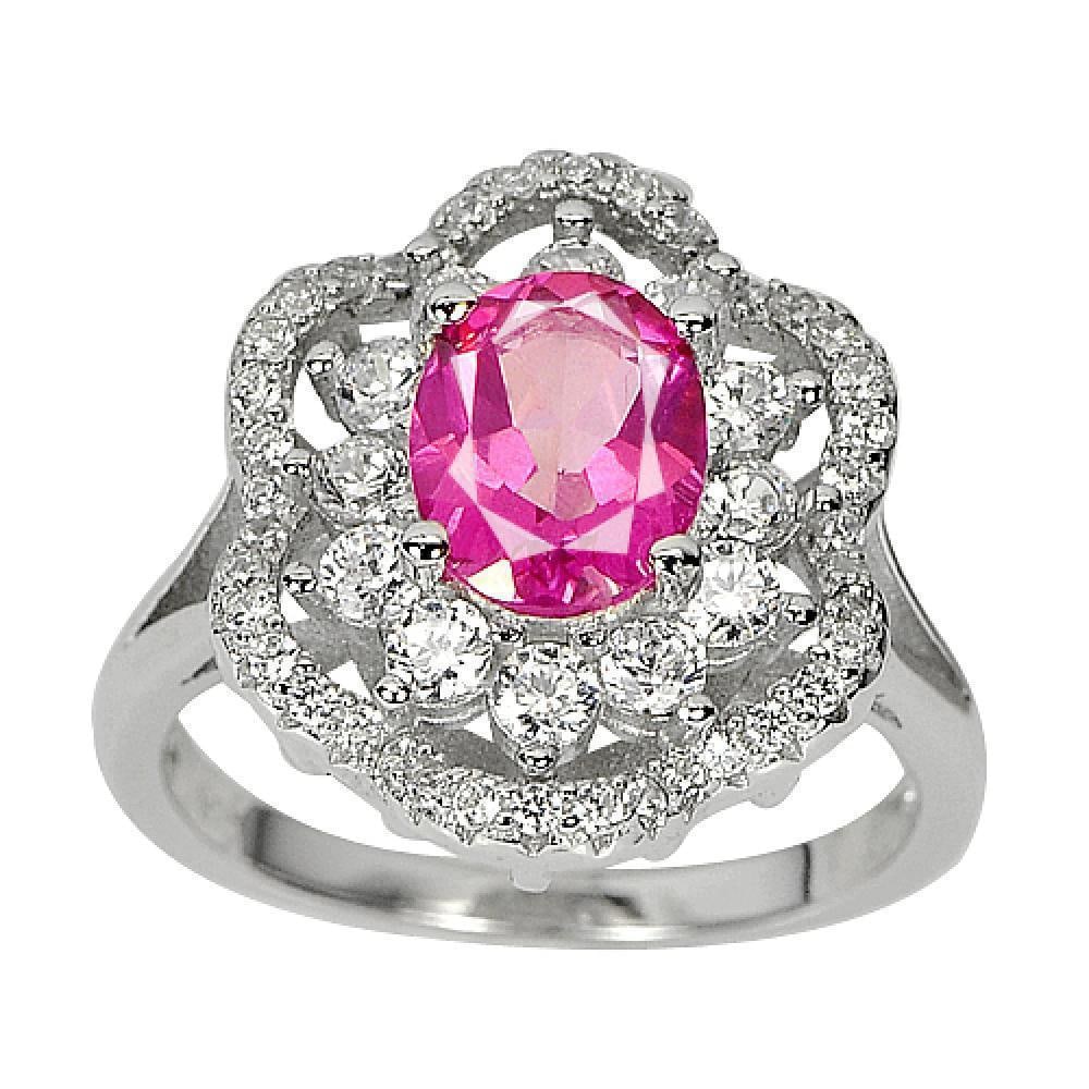 Natural Pink Topaz 925 Sterling Silver Ring Jewelry Beautiful Design Size 8 (1 of 3)