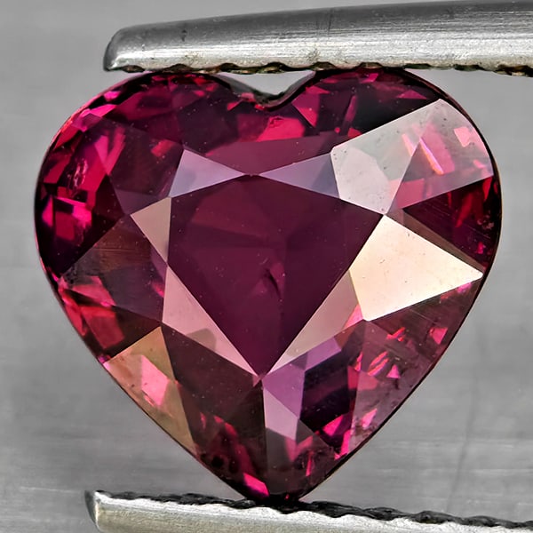 Natural Purplish Red Rhodolite Garnet 2.44 Ct. Heart Shape 8.6 x 8 Mm Gemstone From Madagascar (1 of 3)
