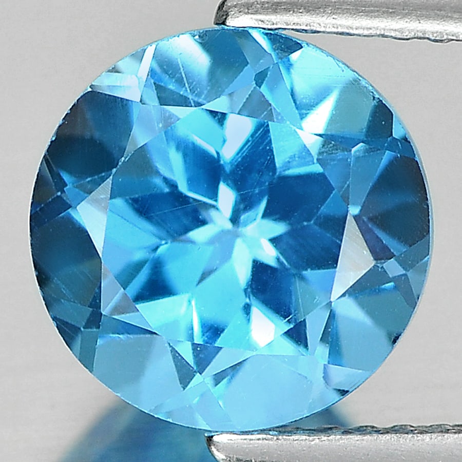 Natural Swiss Blue Topaz 3.59 Ct. Round Shape 9.2 Mm Gemstone From Brazil (1 of 3)