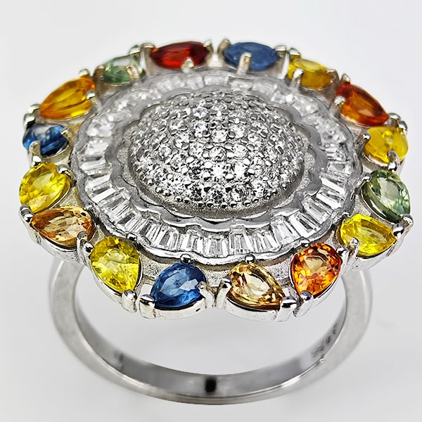 Natural Fancy Color Sapphire 925 Sterling Silver Ring Jewelry 8.00 Grams Size 8 (1 of 3)