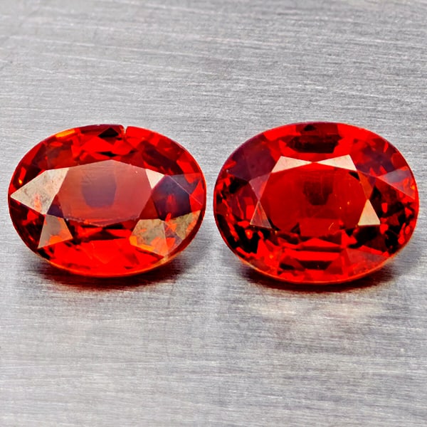 Natural Orange Red Spessartine Garnet 2.00 Ct. 2 Pcs Oval Shape 6.4 x 5 Mm Gemstones From Namibia (1 of 3)
