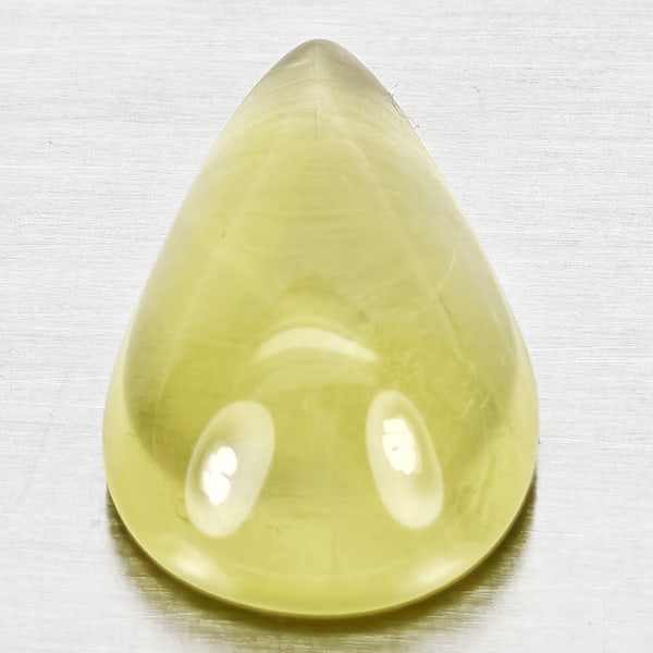 Natural Yellow Lemon Quartz 6.40 Ct. Pear Cabochon Shape 16.4 x 10.2 Mm Gemstone From Brazil (1 of 3)