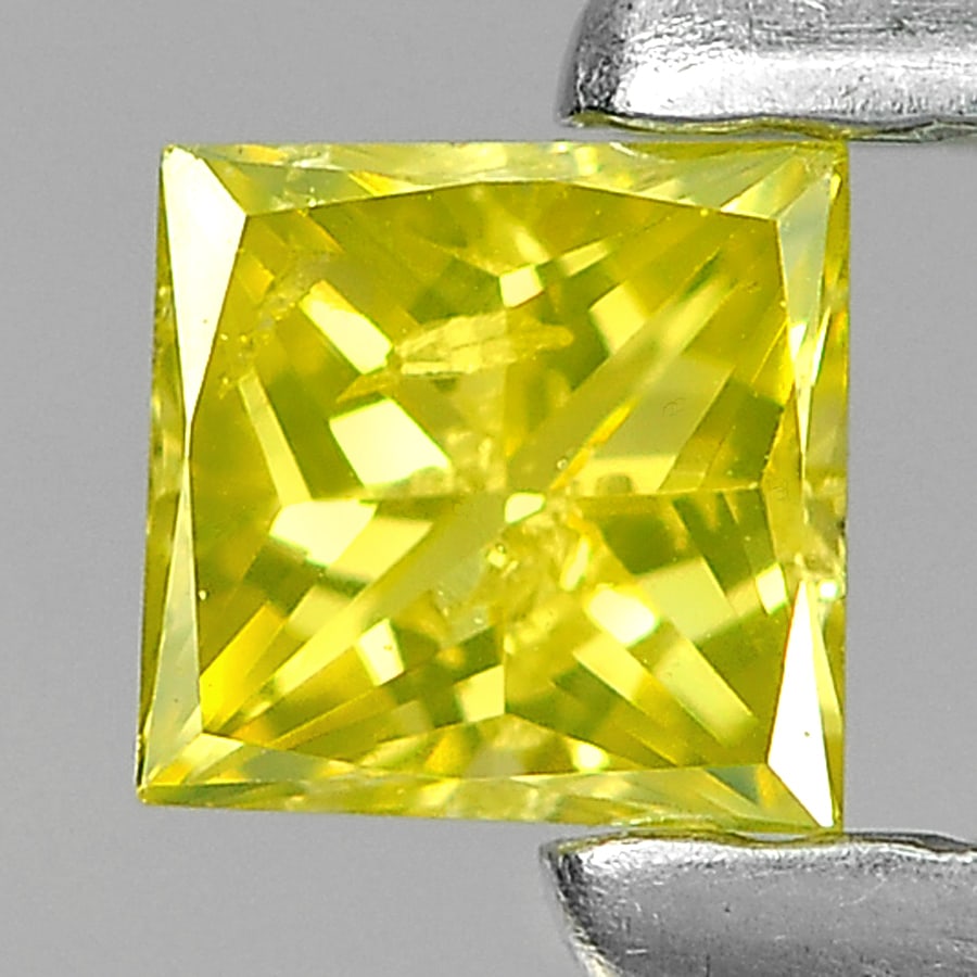 Natural Yellow Loose Diamond 0.14 Ct. Square Princess Cut 2.9 Mm. From Belgium (1 of 3)