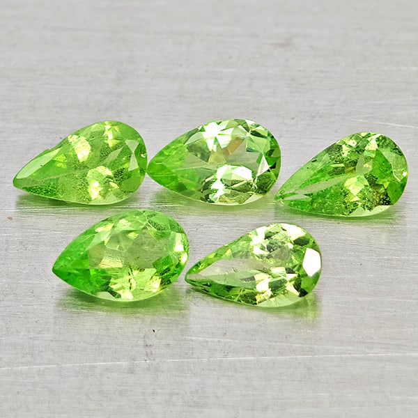 Natural Green Tsavorite Garnet 1.01 Ct. 5 Pcs Pear Shape Gemstones From Tanzania (1 of 3)