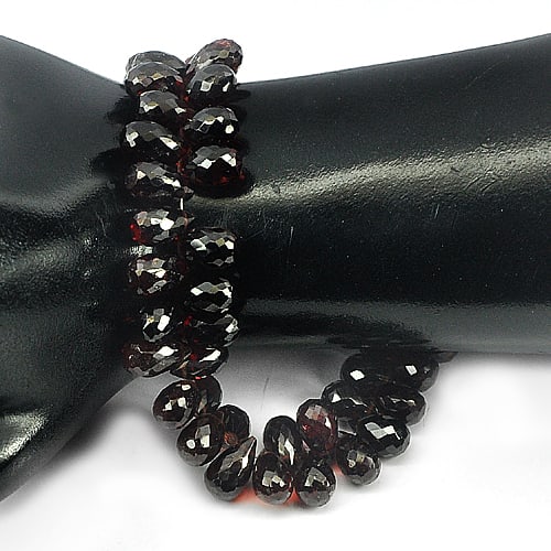 Natural Red Garnet Beads 215.80 Ct. Briolette Shape Unheated Gemstones Length 8.5 Inch (1 of 3)