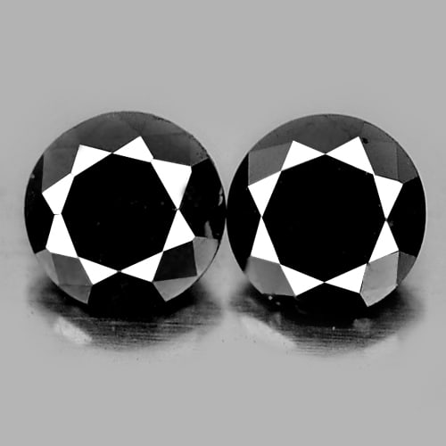 Natural Black Diamond 0.32 Ct. Pair Round Brilliant Cut 3.3 x 3.3 x 2.2 Mm. (1 of 3)