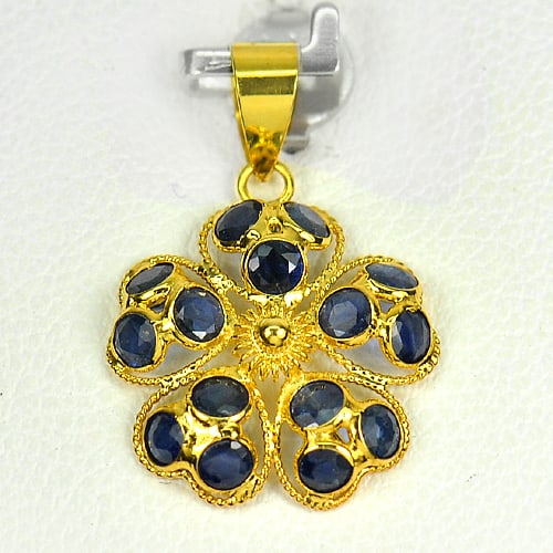 Natural Blue Sapphire 18K Yellow Gold Pendant Jewelry 0.81 Grams (1 of 3)