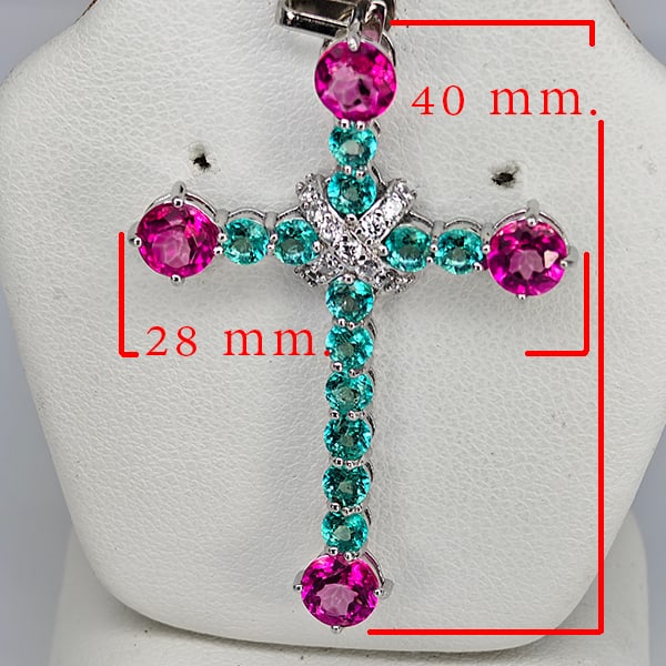 Natural Pink and ParaibaTopaz 925 Sterling Silver Pendant Jewelry 3.10 Grams: Product ID: 808500354 Product Type: 925 Sterling Silver Fine Jewelry Jewelry Weight: 3.10 Grams. Gemstones Color: Multi-Color Metal: Solid Silver 92.5%. Gemstone Detail: Topaz At Your Service: At Trea