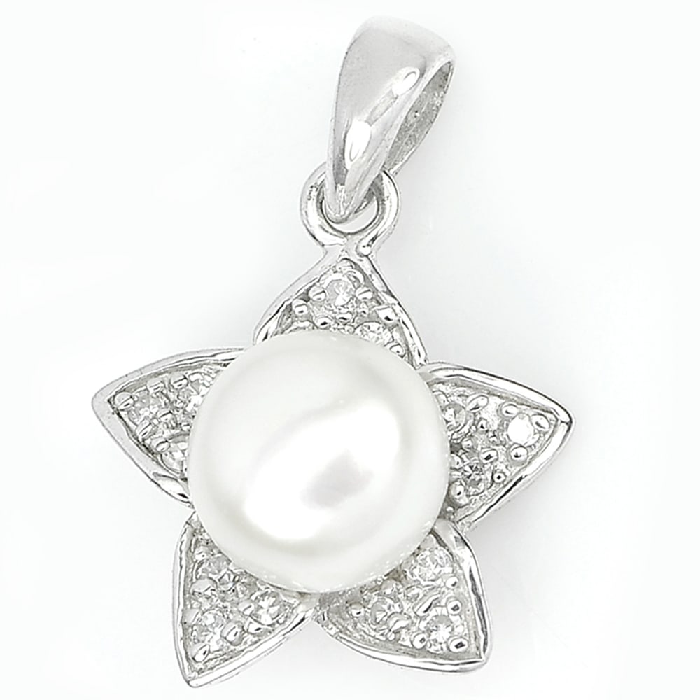Natural White Pearl 925 Sterling Silver Pendant Jewelry 2.73 G. Size 20 x 16 Mm.: Product ID: 207100808 Product Type: 925 Sterling Silver Fine Jewelry Jewelry Weight: 2.73 Grams. Gemstones Color: White Metal: Solid Silver 92.5%. Gemstone Detail: Center: Round Cabochon Natural White