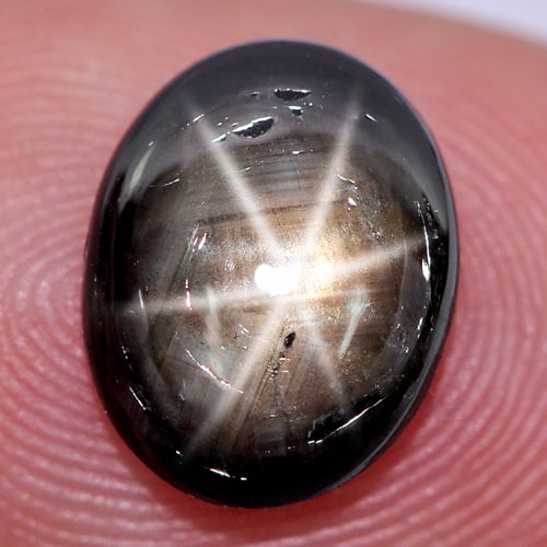 Natural Black Star Sapphire 3.59 Ct. Oval Cabochon Shape 11 x 8.7 Mm Gemstone From Thailand (1 of 3)