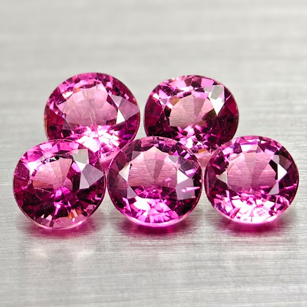 Natural Pink Tourmaline 1.84 Ct. 5 Pcs Round Shape 4.6 Mm Gemstones From Nigeria (1 of 3)