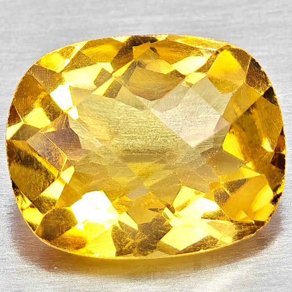 Natural Yellow Citrine 2.34 Ct. Cushion Checkerboard Cut 10.1 x 8 Mm Gemstone From Brazil (1 of 3)