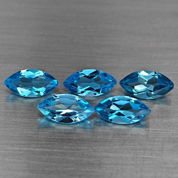 Natural Swiss Blue Topaz 6.02 Ct. 5 Pcs Marquise Shape 10 x 5.2 Mm Gemstone From Brazil (1 of 3)