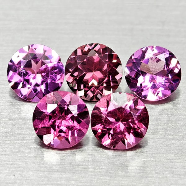 Natural Purplish Pink Rhodolite Garnet 2.05 Ct. 5 Pcs Round Shape 4.6 Mm Gemstones From Madagascar (1 of 3)