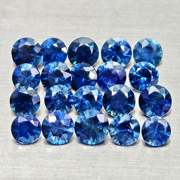 Natural Blue Sapphire 1.45 Ct. 20 Pcs Round Diamond Cut 2.5 Mm Gemstones From Madagascar (1 of 3)
