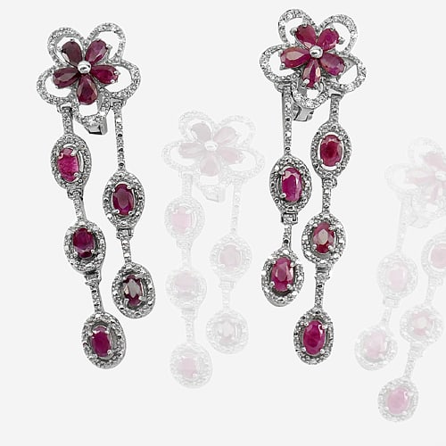 Natural Red Pink Ruby 925 Sterling Silver Earrings Jewelry 11.83 G. Beautiful Design (1 of 3)