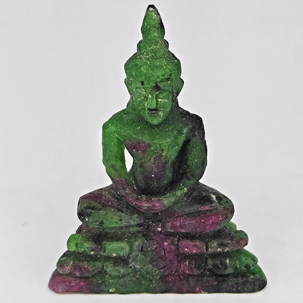 Natural Red Green Ruby in Zoisite 60.95 Ct. Buddha Carving Shape 44 x 32 Mm Gemstone From Madagascar: Product ID: 805935806 Product Name: Natural Zoisite Carving Weight: 60.95 CT. Size: 44 x 32 x 11 MM. Shape: Carving shape Color: Red Green Clarity:Opaque Luster: Good Gems Origin: Madagascar Treatment