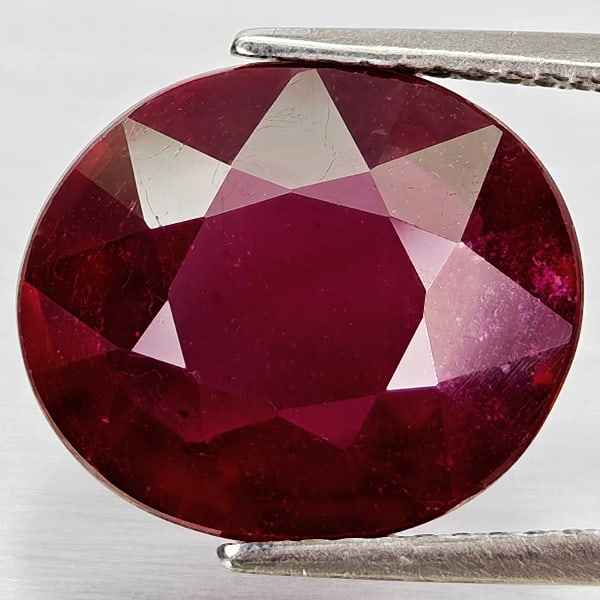 Natural Red Ruby 8.73 Ct. Oval Shape 13.4 x 11.4 Mm Gemstone From Madagascar (1 of 3)