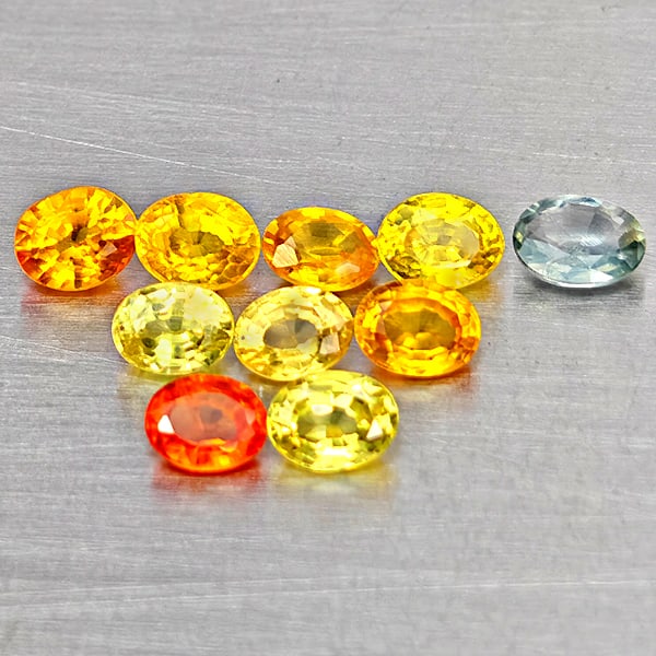 Natural Fancy Color Sapphire 2.04 Ct. 10 Pcs Oval Shape 3.8 x 2.9 Mm Gemstones From Tanzania (1 of 3)