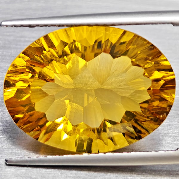 Natural Yellow Citrine 12.45 Ct. Clean Oval Concave Cut 18.6 x 14 Mm Gemstone From Brazil (1 of 3)
