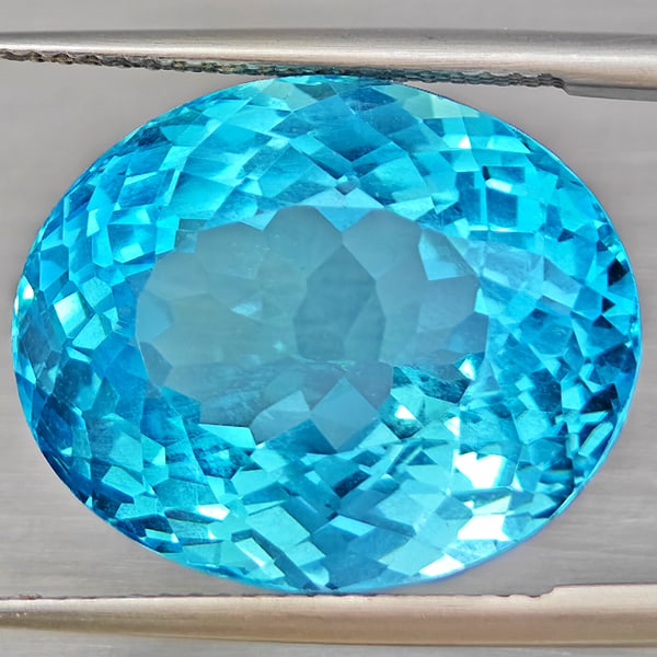 Natural Baby Blue Color Topaz 25.66 Ct. Oval Shape 18.5 x 15.2 Mm Gemstone From Brazil (1 of 3)