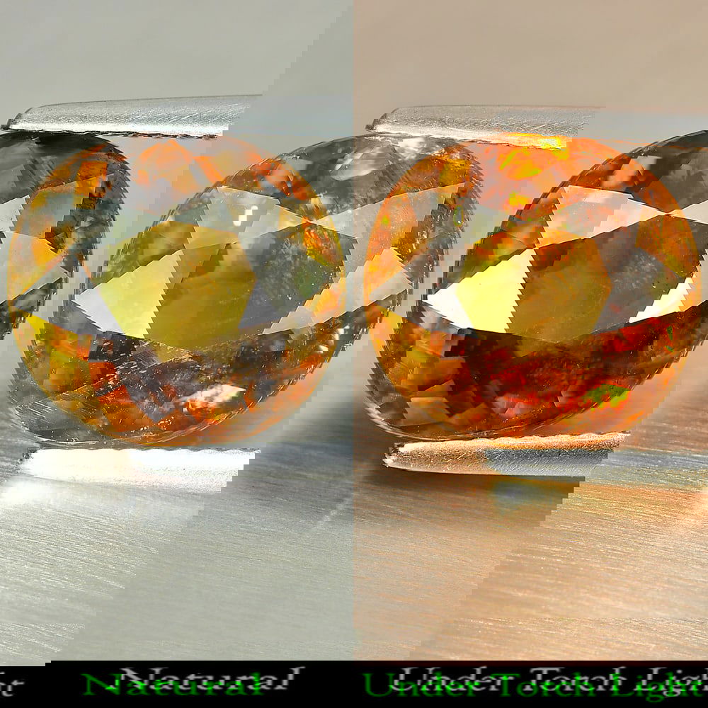 Natural Multi Color Titanium Sphene Rainbow Spark 5.16 Ct. Oval Shape 11.2 x 10.5 Mm. Gemstone: Product ID: 806507753 Product Name: Natural Sphene Weight: 5.16 CT. Size: 11.2 x 10.5 x 5.5 MM. Shape: Oval Color: Multi Color With Rainbow Spark Clarity:VSI Luster: Good Gems Origin: Madagascar Treat