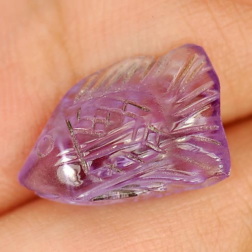 Natural Purple Amethyst 3.00 Ct. Fish Carving Size 13 x 8.5 Mm Gemstone From Brazil (1 of 3)