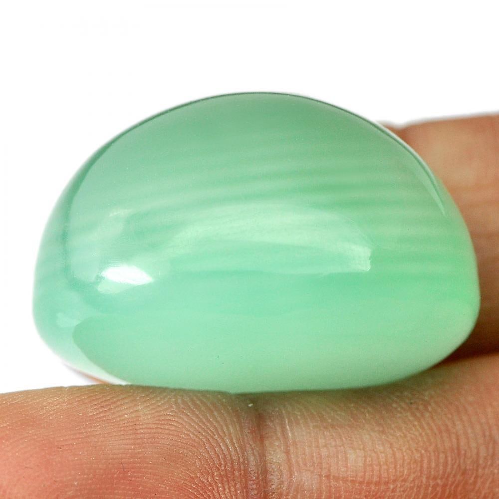 Natural Green Calcite 93.56 Ct. Oval Cabochon Shape 27 x 25 Mm. Unheated Gemstone From Thailand (1 of 3)