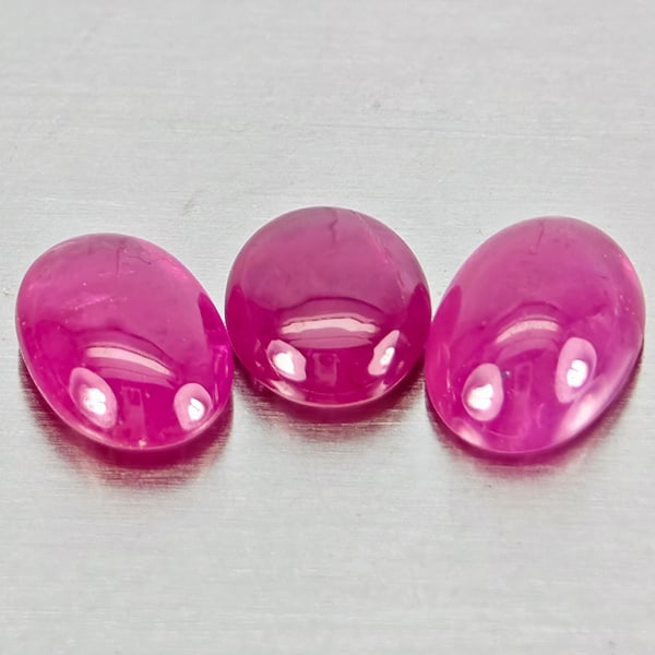 Natural Pink Red Jonson Ruby 1.56 Ct. 3 Pcs Oval Cabochon Shape Gemstones From Mozambique (1 of 3)