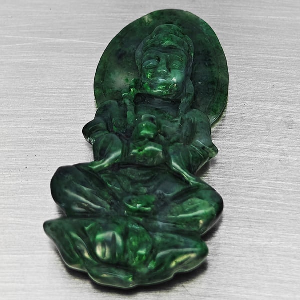 Natural Green Jade Carving 32.16 Ct. Size 43 x 22 Mm. Gemstone from Thailand (1 of 3)