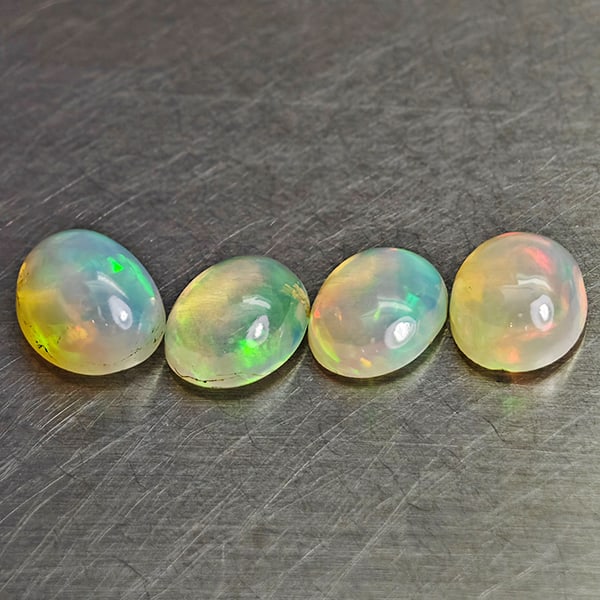 Natural Multi-Color Opal 2.79 Ct. 4 Pcs Oval Cabochon Shape 8.2 x 6.3 Mm Gemstone From Ethiopia (1 of 3)