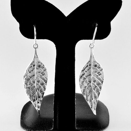 925 Sterling Silver Earrings Jewelry Beautiful Leaves Design 7.61 Grams (1 of 3)