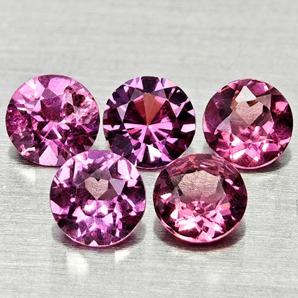 Natural Purplish Pink Rhodolite Garnet 1.53 Ct. 5 Pcs Round Shape 4.2 Mm Gemstones From Madagascar (1 of 3)