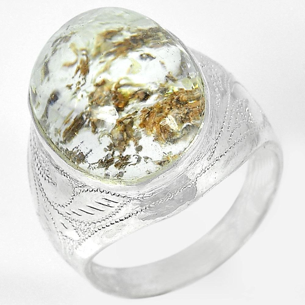 Natural Moss Quartz 925 Sterling Silver Ring Jewelry 8.10 Grams Size 10 (1 of 3)