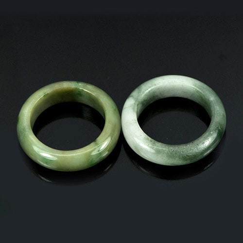 Natural Green Jade Rings Sz 5 Round Shape 27.97 Ct. 2 Pcs. Gemstone (1 of 3)