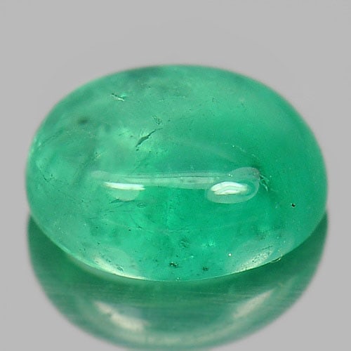 Natural Green Emerald 0.57 Ct. Oval Cabochon Shape 5.8 x 4.8 Mm. Gemstone (1 of 3)
