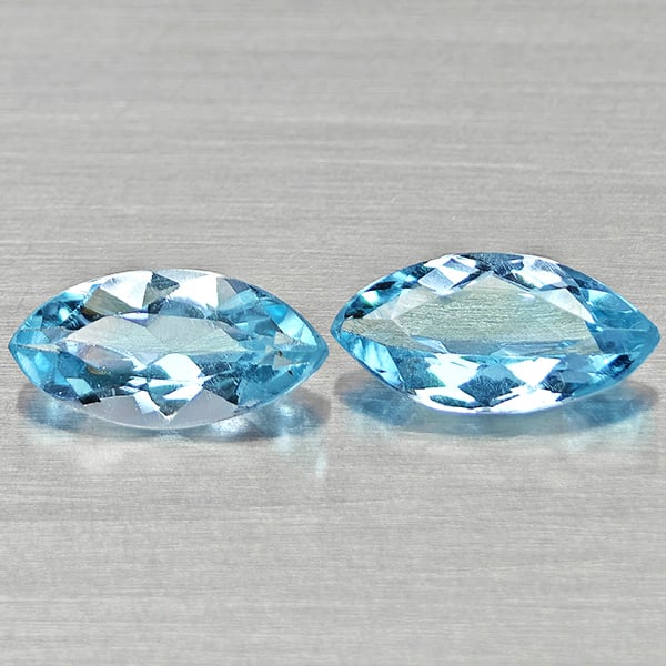 Natural Swiss Blue Topaz 2.56 Ct. 2 Pcs Marquise Shape 10.3 x 5.1 Mm Gemstones From Brazil (1 of 3)