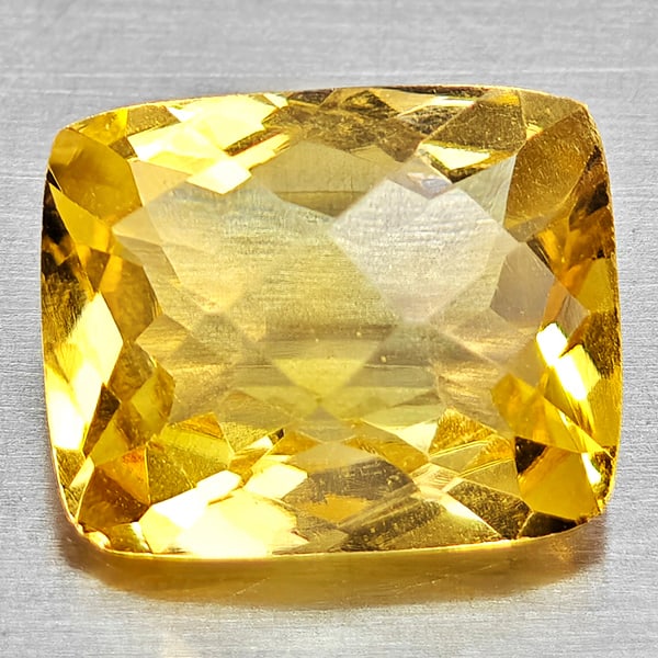 Natural Yellow Citrine 2.87 Ct. Cushion Checkerboard Cut 10.1 x 8.2 Mm Gemstone From Brazil (1 of 3)