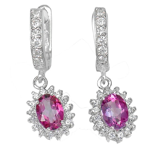 Natural Pink Topaz 925 Sterling Silver Earrings Jewelry 5.23 Grams (1 of 3)