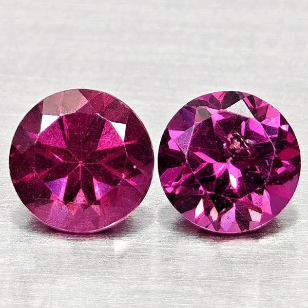 Natural Purplish Pink Rhodolite Garnet 1.34 Ct. 2 Pcs Round 5.2 Mm Gemstones from Madagascar (1 of 3)